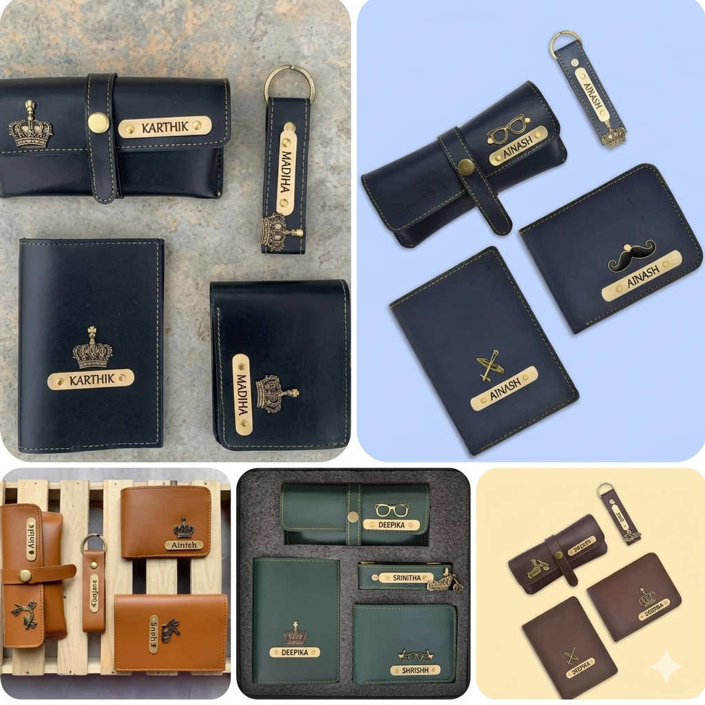 Men's Custom Wallet Combo with Charms Set of 4 (MOQ 10 Pcs)
