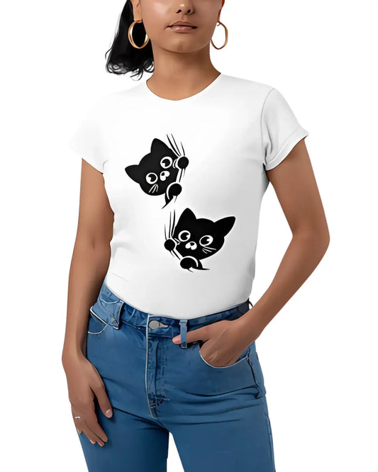 Cute Cat Scratch Streetwear T-Shirt