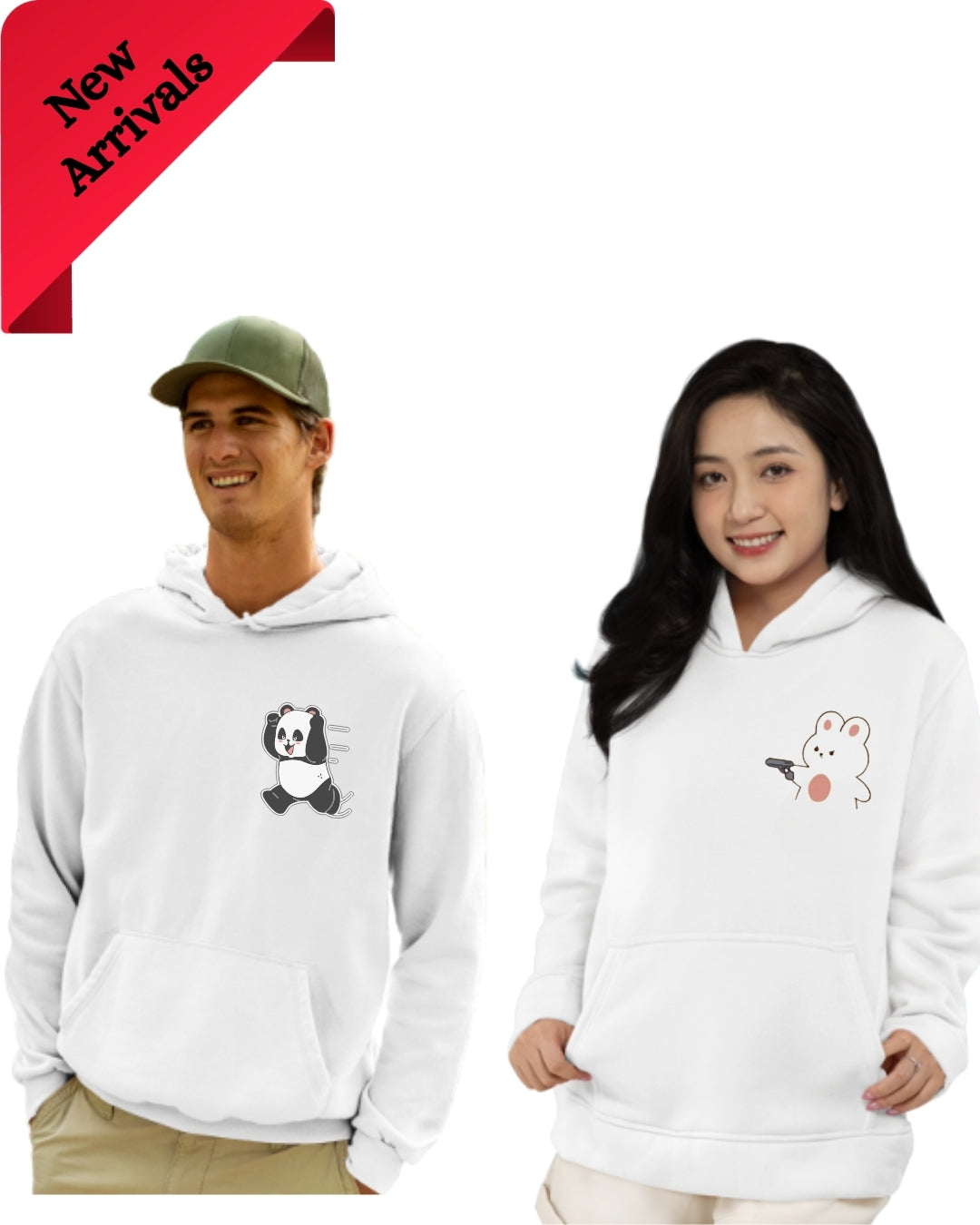 Cute Matching White Hoodies for Couples & Friends