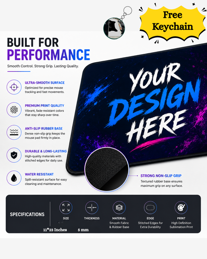 XL Anime Gaming Mouse Pad – 11 x 23 Inches (With Your Personalisation )