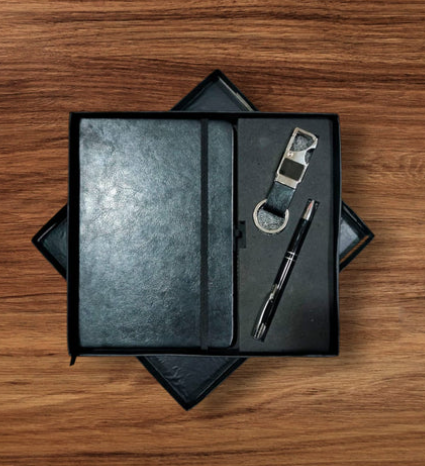 Premium Corporate Dairy Gift Set - (Dairy, Keychain & Pen) MOQ 10 PCs