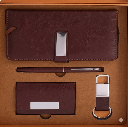 Premium Gift Set (Diary, Wallet, Keychain, Pen) MOQ - 10 Pcs