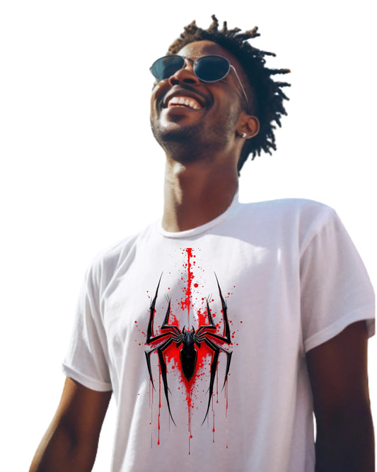 Red Spider Web Streetwear T-Shirt – 100% Cotton