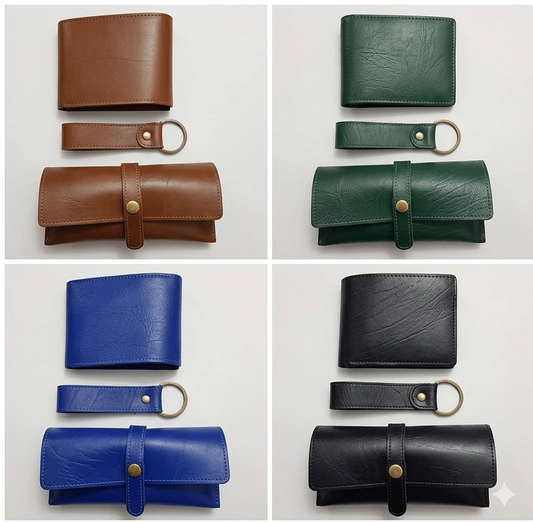 Premium Leather Men's combo Wallet Set of 3