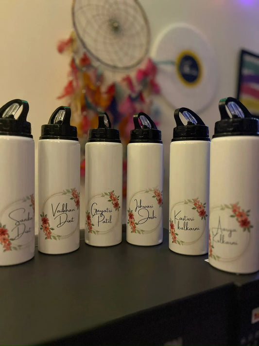 Personalised Floral Name Water Bottles